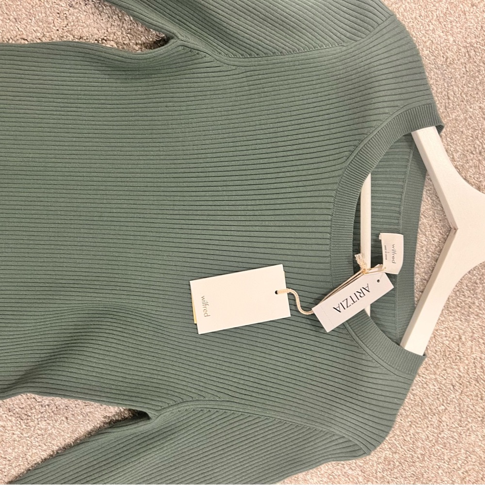 ARITZIA WILFRED Sage Green Ribbed Dress NWT! Size L - Picture 9 of 16